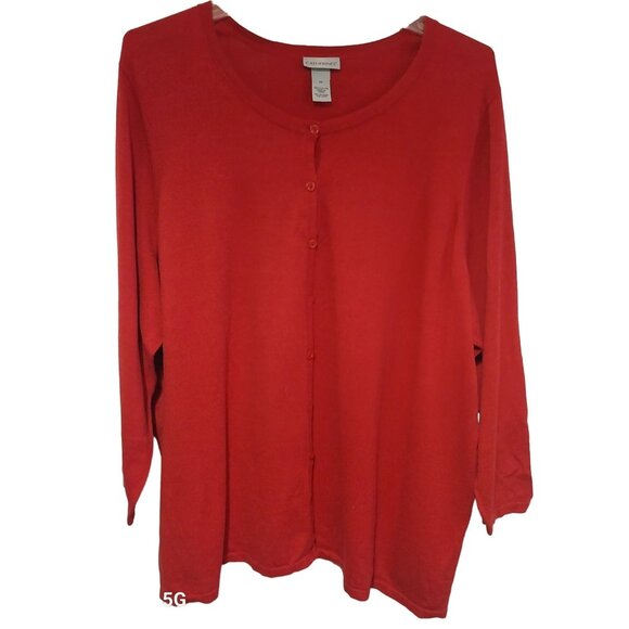Catherines Womens Plus Size 4X Red Button-Down Cardigan Sweater 100% Cotton - Picture 1 of 5